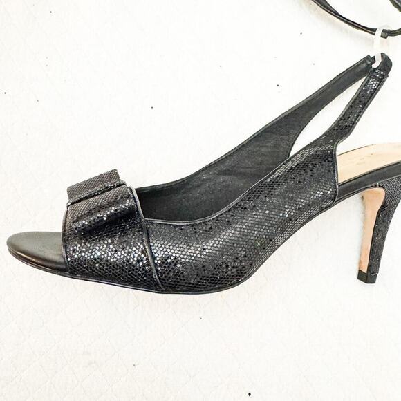 Kate Spade Glitter Shimmering Bow Accent Slingback Heel Black Size 8.5 - Picture 8 of 8